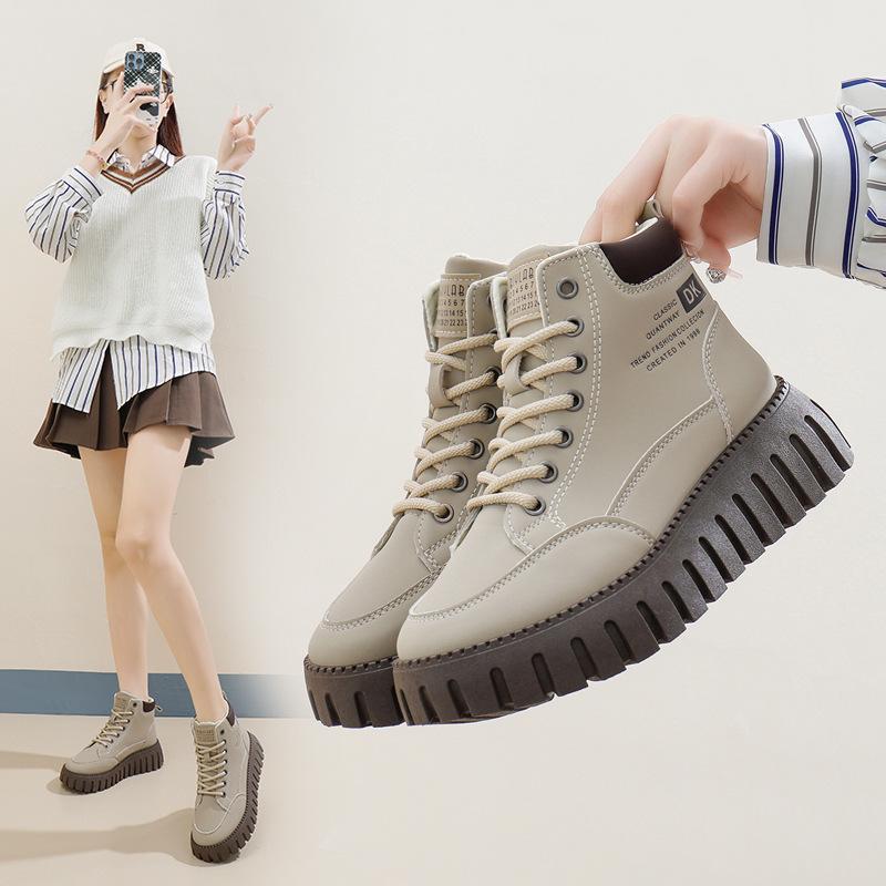 

«Осенние белые кроссовки на платформе в корейском стиле для женщин 2024 года, модная повседневная спортивная обувь F364» 40