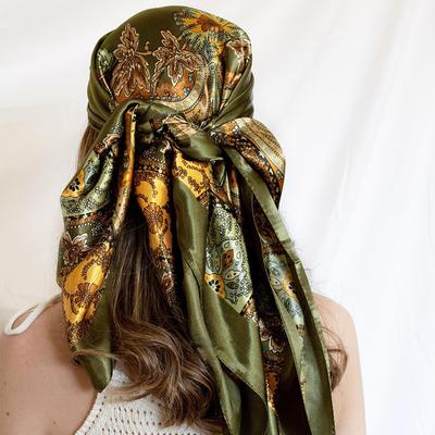 Sciarpa di Seta Foulard Quadrato di Raso per Donne Foulard a Fantasia Paisley Nuova Fascia per Capelli Fasce per Capelli Foulard Stampato Fasce per Hijab Bandana