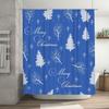 Christmas Shower Curtain Set Decorations Waterproof Blue White Snowflakes Trees Merry Christmas Bath Mat Home Decoration B01DQ3N