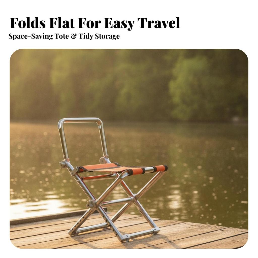 Folding Fishing Chair Compact Sturdy for Camping, Anglers, Campers