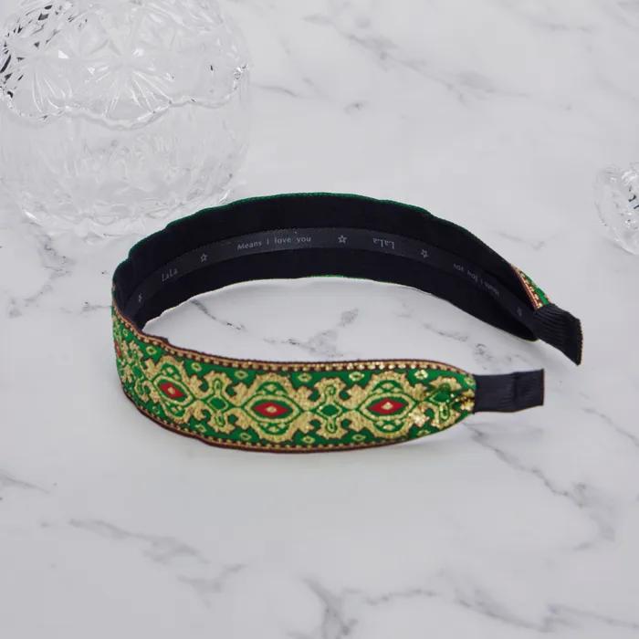 LALA Jacquard Green Pearl Headband