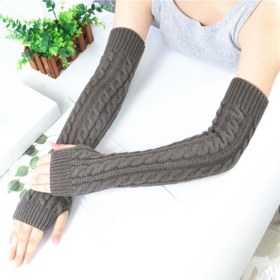 1 Pair Arm Warmers Fingerless Thumb Hole Super Soft Knitted Stretchy Cold Resistant Solid Color Winter Women Long Sleeves