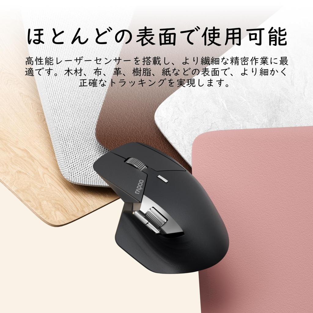 RAPOO MT760PRO Wireless Mouse, NearLink + Bluetooth 5.0, Multi-Device, 12K DPI, 2K Polling, Ergonomic Design, 11 Programmable Buttons, Onboard