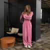 European and American Autumn and Winter Women's New Fashion Long-sleeved Jumpsuit Women's Casual Semi-open Elastic Waist Jumpsuit