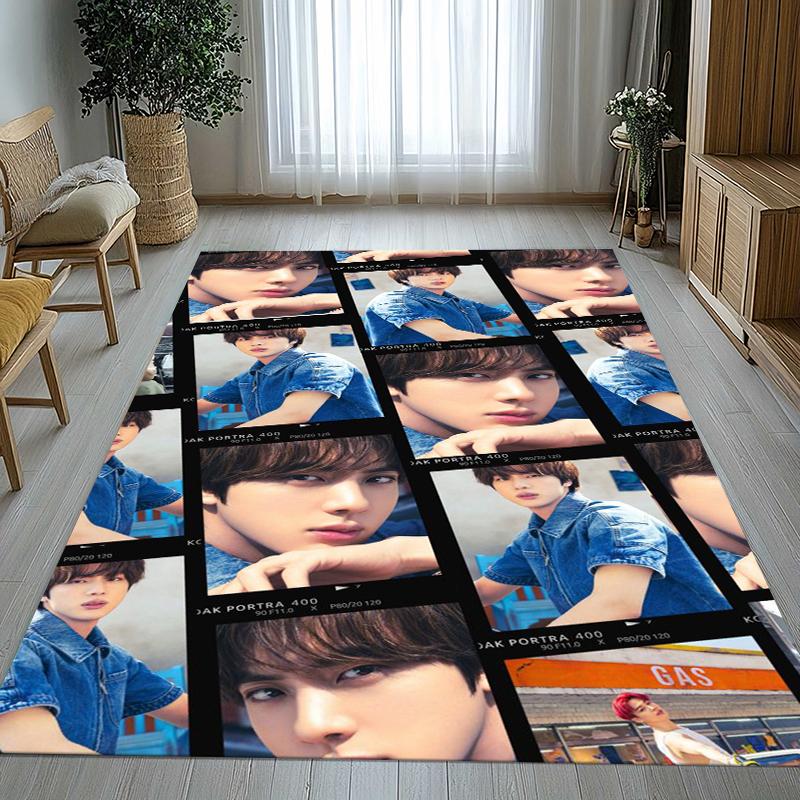Kim Seok Jin Kpop B-BTS Living Room Non-Slip Area Rug Soft Carpet for Bedroom Kids Playroom Sofa,Home Decor Doormat Gift