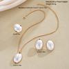 4pcs  Fashion Elegant Elipse Necklace Ring Earrings Jewelry Set For Women French Style Romantic Gifts