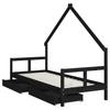 Kids Bed with Drawers Black 80x200 cm Solid Pine Wood