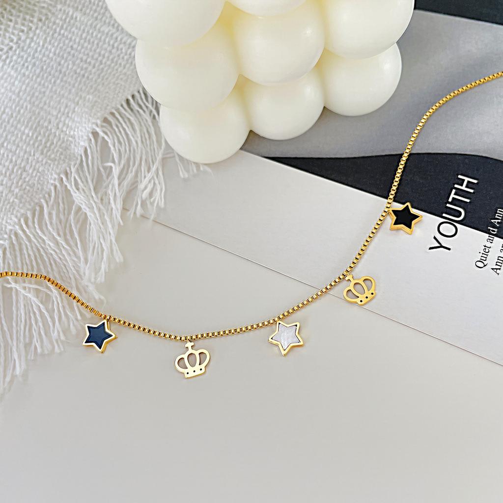 Jewelry: Niche Stainless Steel Five-Pointed Star Foot Ornament, Fashionable And Simple Temperament, Crown Titanium Steel Anklet