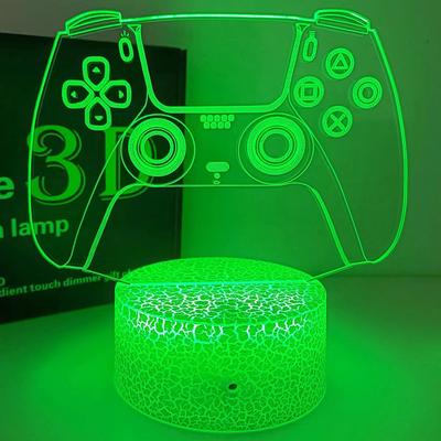 PS5 Gamepad Night Lamp Touch Dimmable Game Handle 3D Acrylic Illusion Ambiance Creative Table Lamp Bedroom Home Decorative Light