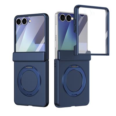For Samsung Galaxy Z Flip 7 6 5 Rotating Skin Magnetic Lens Full Protection Tempered Glass Film Magnetic Drop Resistant Case