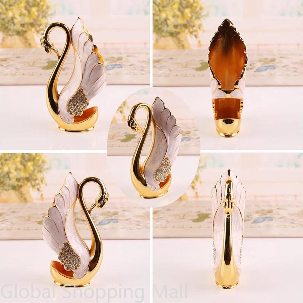 Metal Swan Base Holder Tableware Organizer with 6 Spoons or Forks Small Delicate for Coffee Fruit Dessert Ice Cream Cake