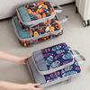 4Pcs/Set Printed Compression Storage Bag Large Capacity Expandable Luggage Storage Bags Set Dampproof Foldable Suitcases Bag