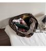 Korean Retro Leopard Print Canvas Tote Bag - Fashionable, Large Capacity, Shoulder/Underarm Style Suitable for Commuting and Shopping