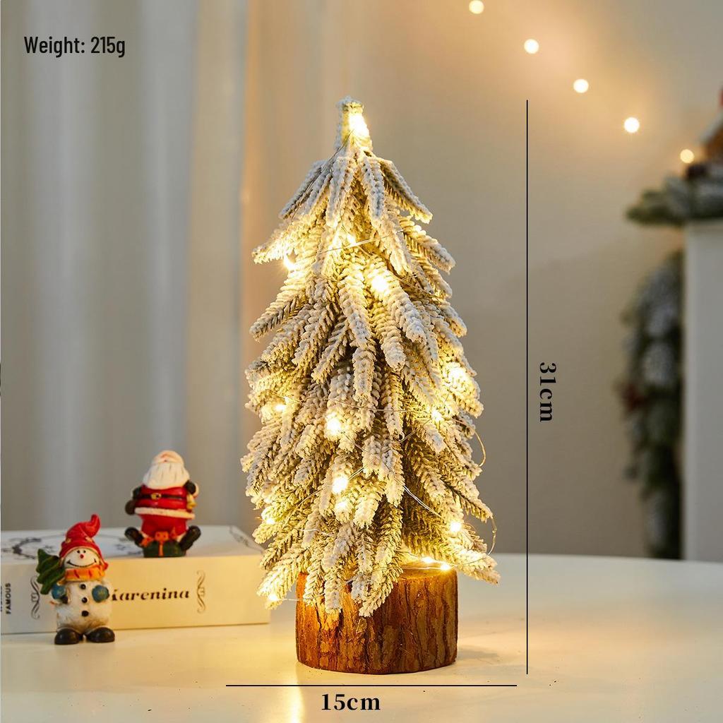 Mini Potted Christmas Tree with Snow - Perfect for Desktops, Hotels, Malls, and Window Displays