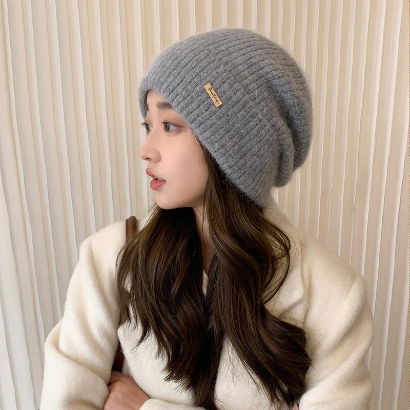 Big Head Circumference Knitted Wool Hat Winter Hat Women's Ear Protection Warm Headgear Fashion Versatile Stacking Hat