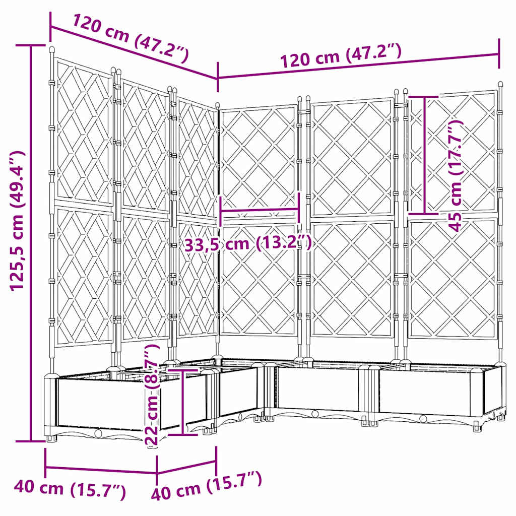 Garden Planter 5 Pcs Light Grey 120 X 120 X 125.5 Cm