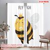 2pcs 2D Flat Printing Curtains Cute Bee Flower Flying Polyester Without Electricity Festive Wall Decor Perfect for Indoor