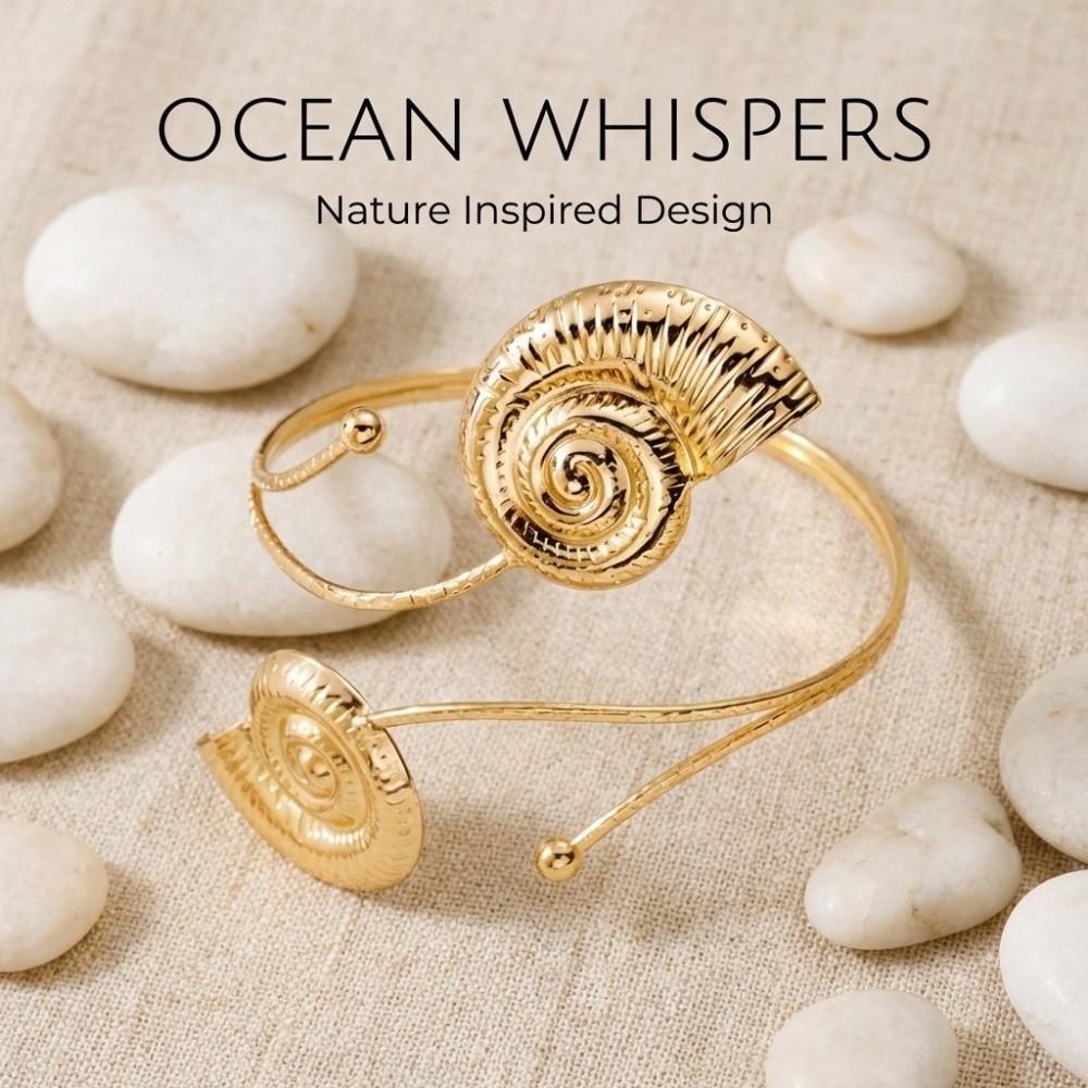 Conch Shell Starfish Bracelet Gold Color Armband Punk Open Arm Bangle Gift