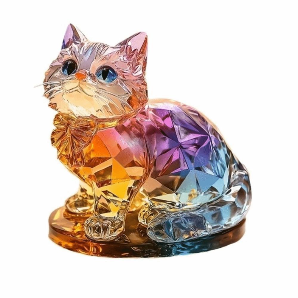 Handmade 2D Cat Sculpture Acrylic 2D Miniature Cat Ornament 2D Cat Ornament Bedroom Decoration