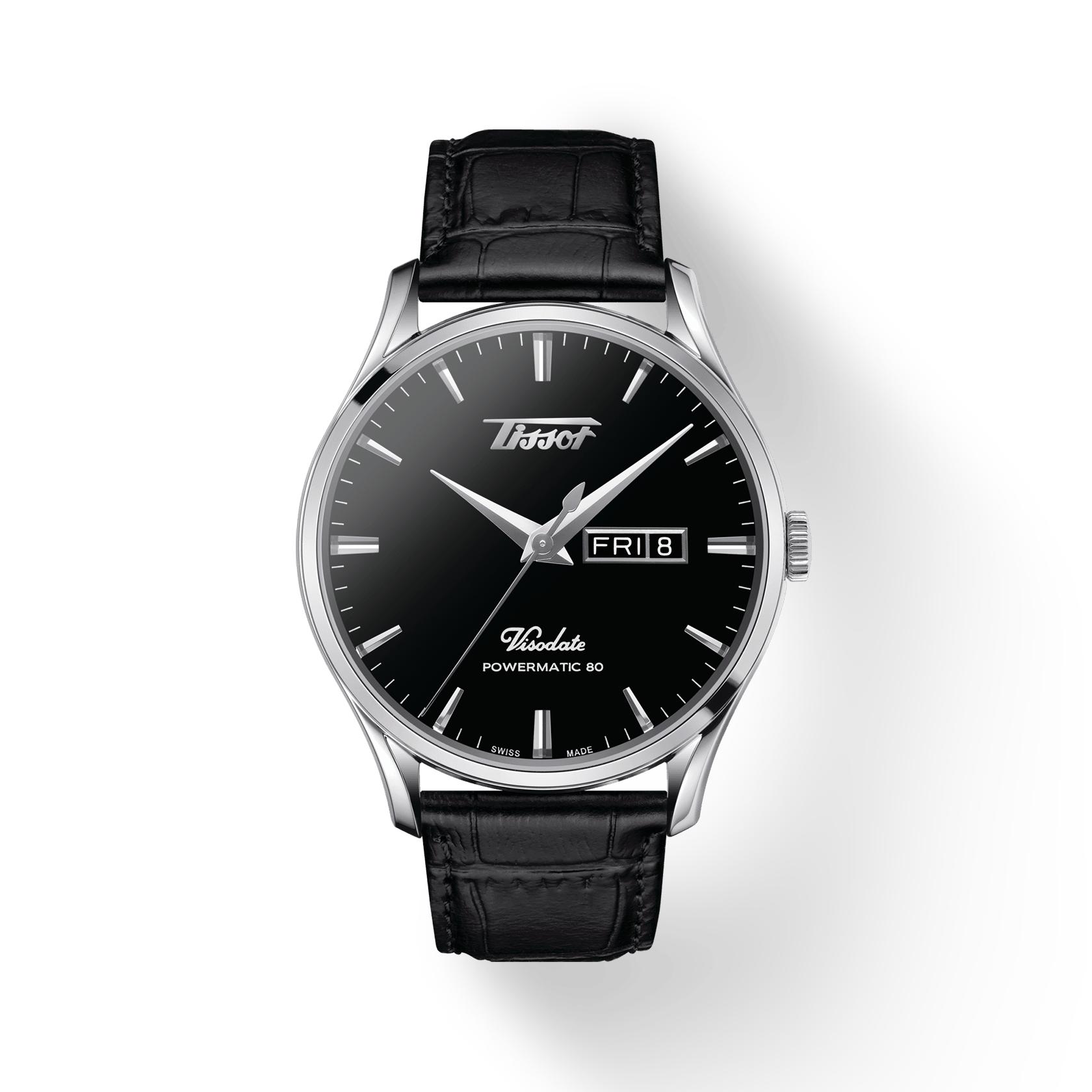 

Чоловічий модний годинник Tissot з шкіряним ремінцем та чорним циферблатом T118.430.16.051.00 чорний