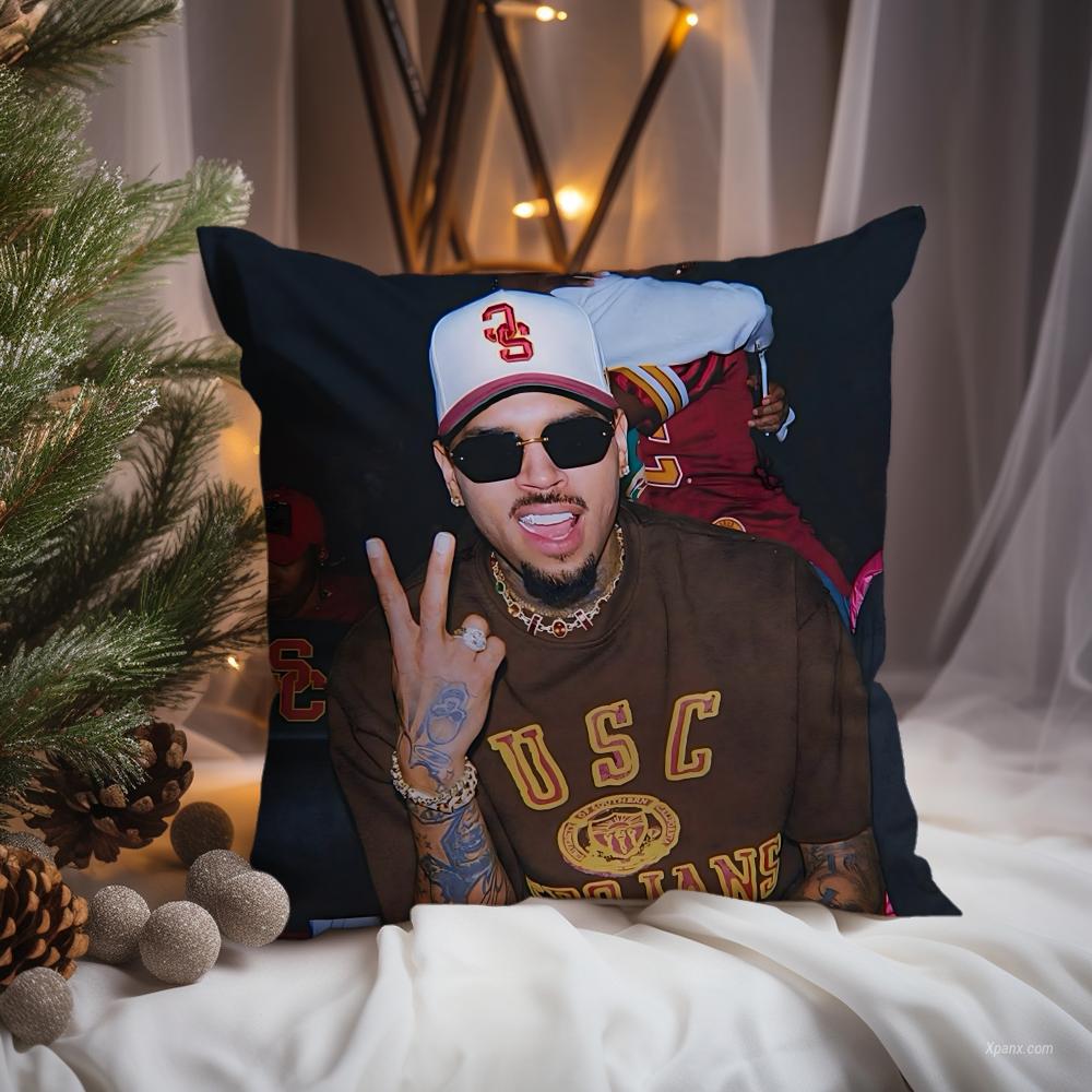 Hot C-Chris Brown Cushion Cover Premium Comfort Reversible Pillow Cove -Two in One Design for Any Room & Car Interior