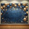 Un elegante fondo de poliéster con globos y estrellas azules y doradas, decoración multifuncional para la boda