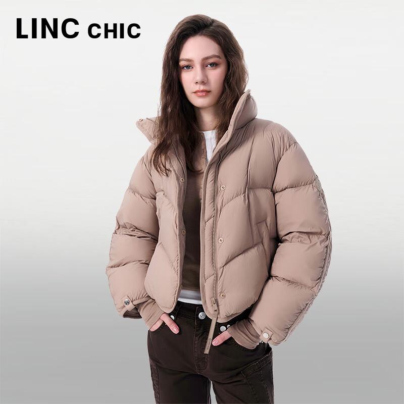 Jinyujie Women's Loose Fit Stand Collar Short Down Jacket