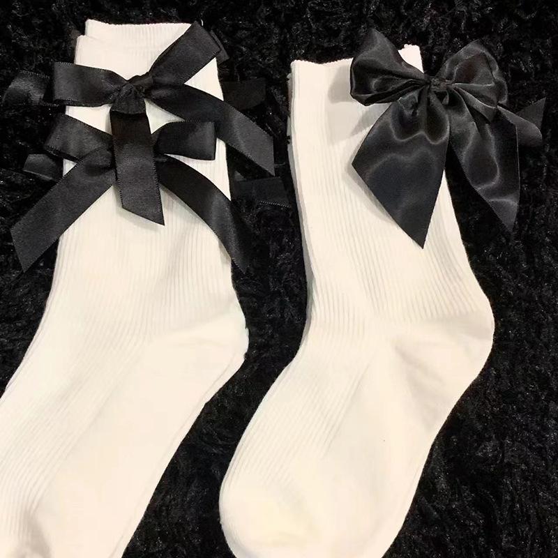 Women Socks Spring Summer White Japanese Cute Kawaii Harajuku Sweet Style Lolita Bowknot Female Short Crew Socks Girl Gift Socks