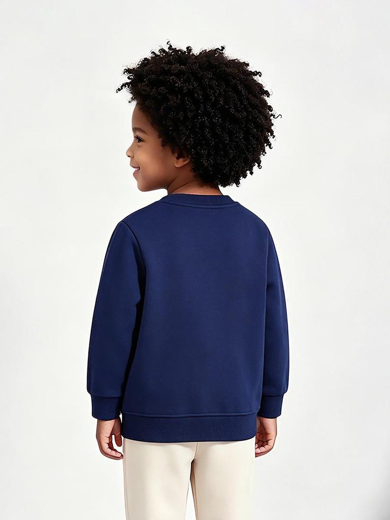 New Kids' European Style Reindeer Embroidery Sweatshirt - Round Neck Pullover for Boys