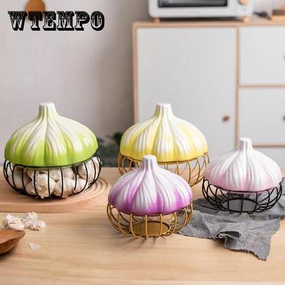 Ingwer Knoblauch Aufbewahrungsbox Niedlicher Lustiger Knoblauchkorb mit Deckel Hohl Atmungsaktiv Keramik Eisen Eierkorb Küchen Dekorative Ornamente Niedliches Geschirr