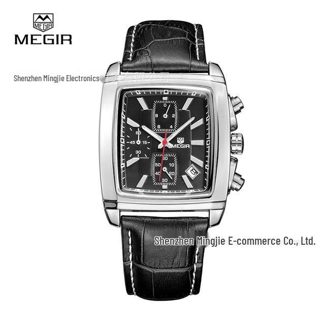 MEGIR 2028 Multifunctional Men s Waterproof Quartz Casual Wristwatch черный ремень серебряная ракушка черный циферблата