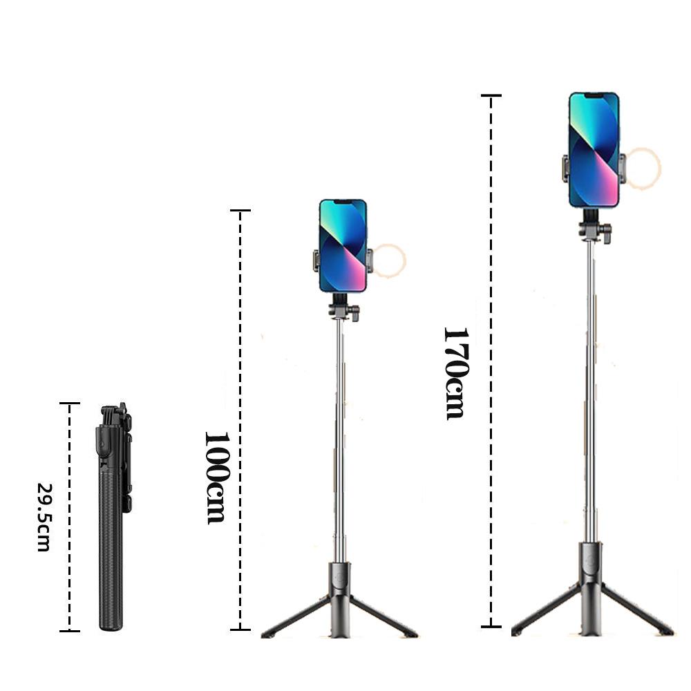 Wireless Selfie Stick Tripod Stand Bluetooth Remote With Fill Light for iPhone Mobile Phone Vlog Tiktk Live Streaming