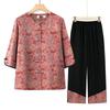 Embroidered Summer Suit for Middle-Aged and Elderly Women - Mid-Sleeve Top