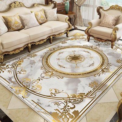 Tapis Doré Luxe Européen Grande Taille Salon Tapis Moelleux en Peluche Chambre à Coucher Antidérapant Épaissi Tapis Doux Décoration de Pièce Tapis