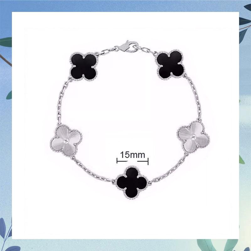 Clover Bracelet CNC Buckle Thick Chain Rose Gold Red Agate Black Agate Lucky Bracelet for Women