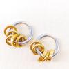 Trendy 18K Gold Stainless Steel Color Block Polished Round Hoop Earrings - Non-Fading, Versatile Jewelry
