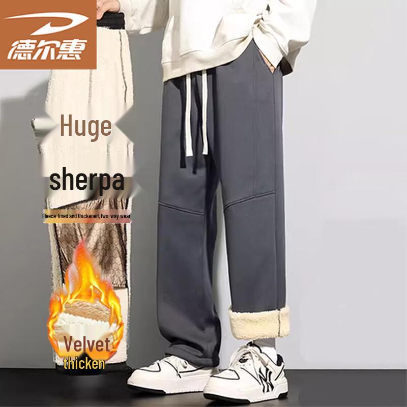 Deerway Men s Winter Lamb Fleece Warm Sweatpants XL