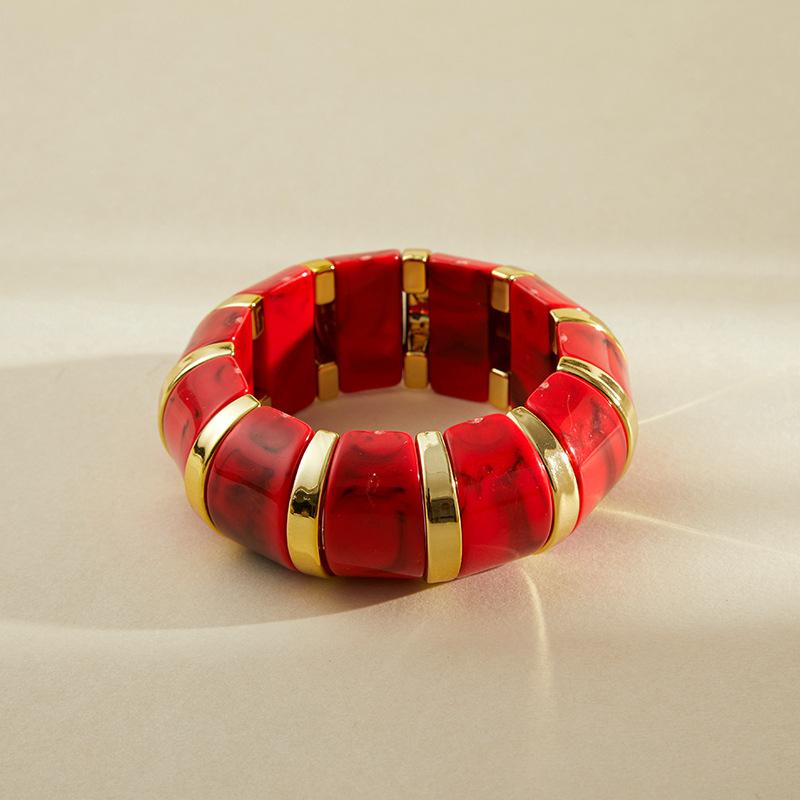 Bohemian Acrylic Elasticity Bracelet Exaggerate Women Simple Geometric Cuff Jewelry  Accessories