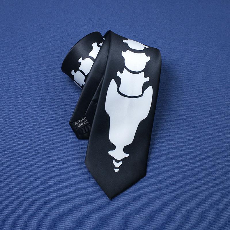 Bond Spectre James Role Play Arrow Shaped Black And White Skeleton Tie Printing