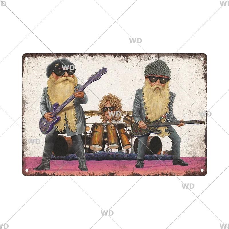 Tin Sign ZZ TOP Rock N Roll Poster Decorative Plaque Metal Signs Retro Vintagge Wall Plate For Home Club Pub Gift Wall Decor