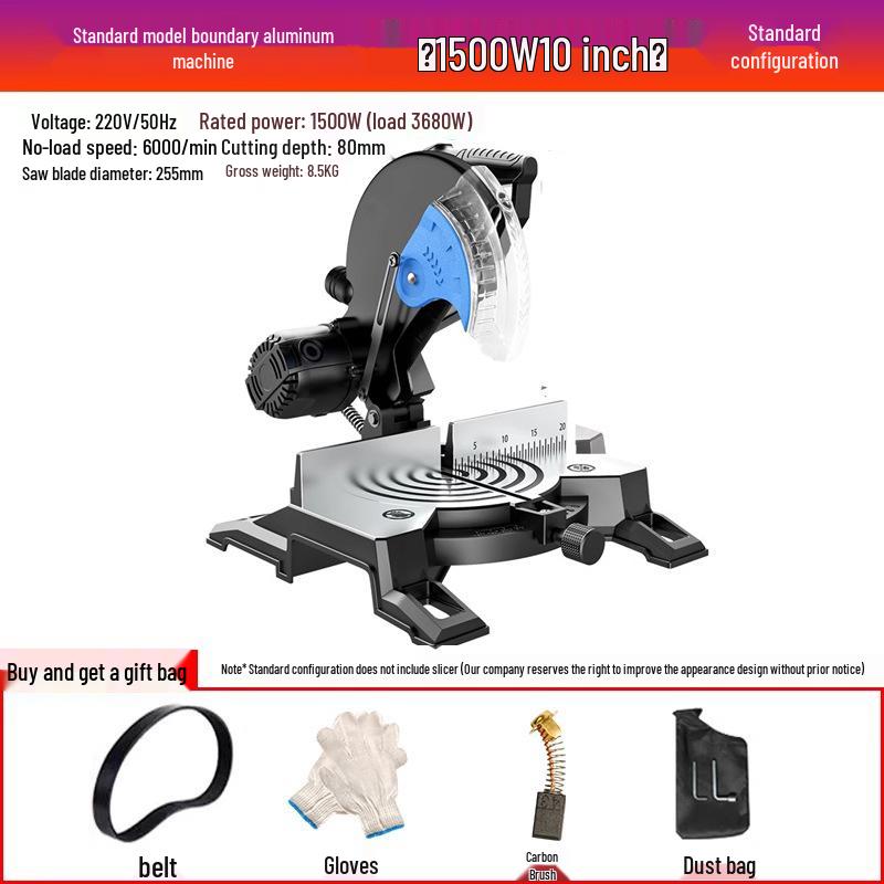 High Precision 10-Inch Aluminum Alloy Multifunctional Miter Saw for Wood and Aluminum Cutting At 45°
