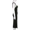 Black Camisole Skirt, Women's Side Waist Small Pleated Waist Tied Slim Dress