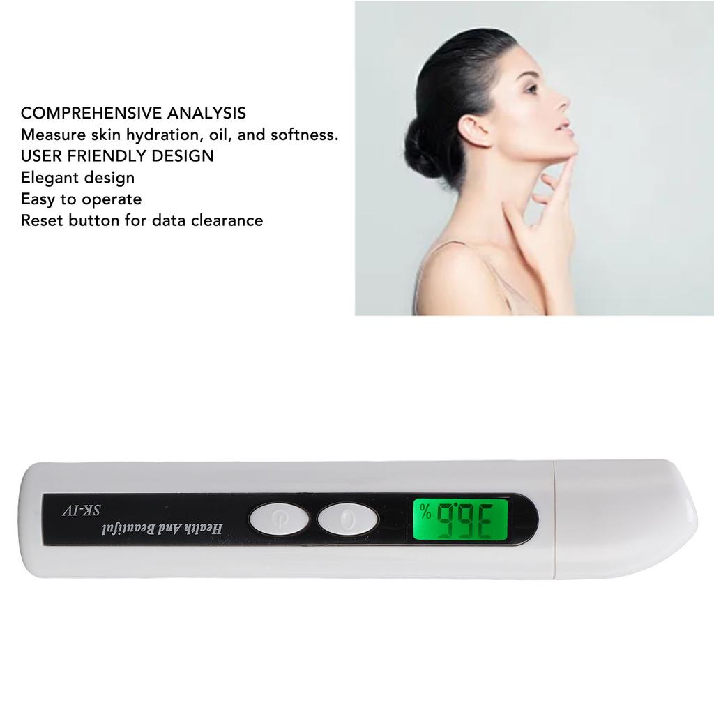 2 in 1 Skin Hydration Tester Meter Digital LCD Display Backlight Skin Care Detector Skin Oil Analyzer for Forehead Cheeks Eyelids