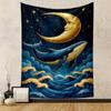 Surreal Whale and Moon Night Sky Design Patterned Tapestry for Bedroom and Living Room Home Decor