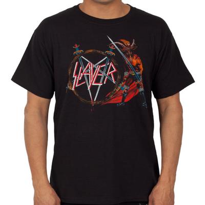 Camiseta de Algodón con Gráfico de la Banda Slayer Unisex Verano Manga Corta Marca de Moda Camiseta Lujo Casual Vintage Retro Top