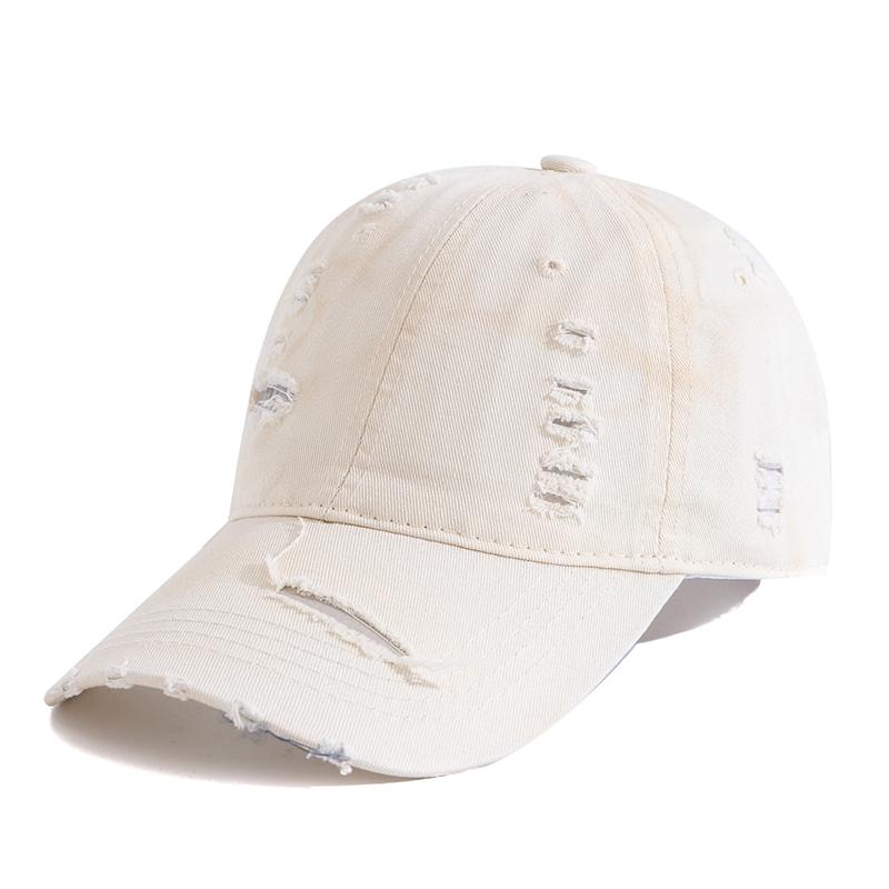 New Women Washed Cotton Cap Gradient Color Ruptured Style Baseball Cap Female Outdoor Fashion Dad Hats