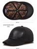 Men's Genuine Sheepskin Leather Baseball Cap - Casual Duckbill Short-Brim Hat for Middle-Aged and Elderly, Spring & Autumn Fashion