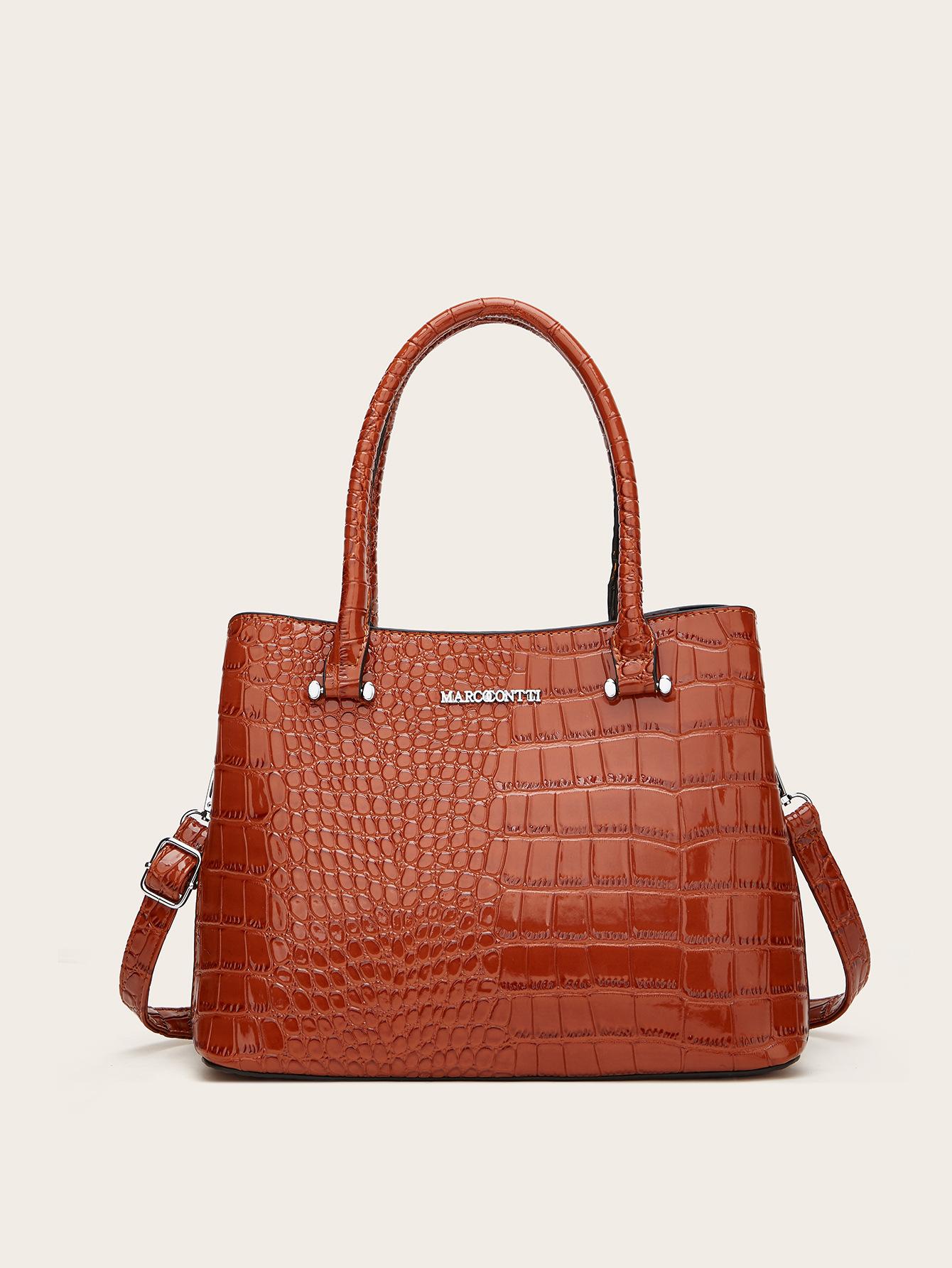 

Осенняя лакированная кожаная глянцевая женская сумка большая вместительная сумка через плечо сумка для мам среднего возраста светло-коричневого