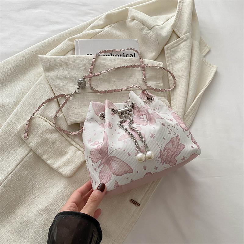 Fashionable Street Style Bucket Bag Simple Pu Shoulder Bag With Phone Pocket