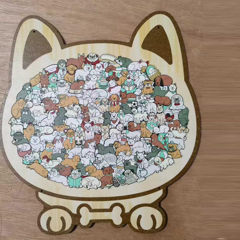 

135 Piece Diy Cute Dog Wooden Puzzle Fun Animal Alien Puzzle Home Decoration Creative Stress Relief Birthday New Year Gifts (As shown-16037)-